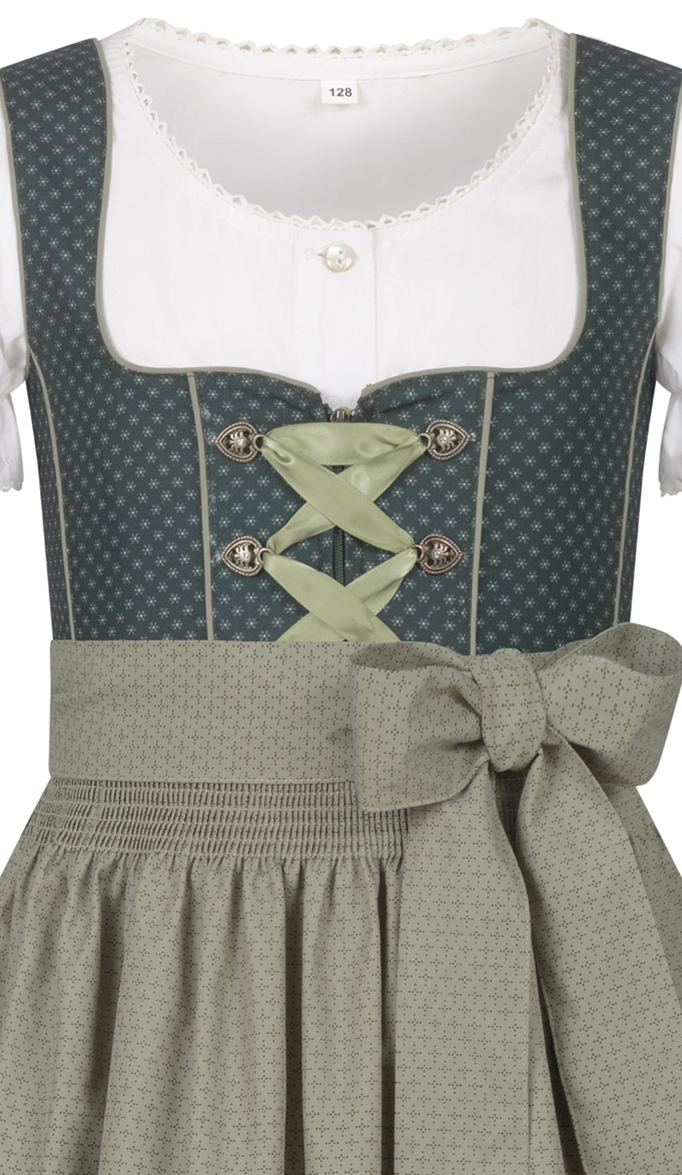 Kinderdirndl Petra in Grün, 3-teiliges Set