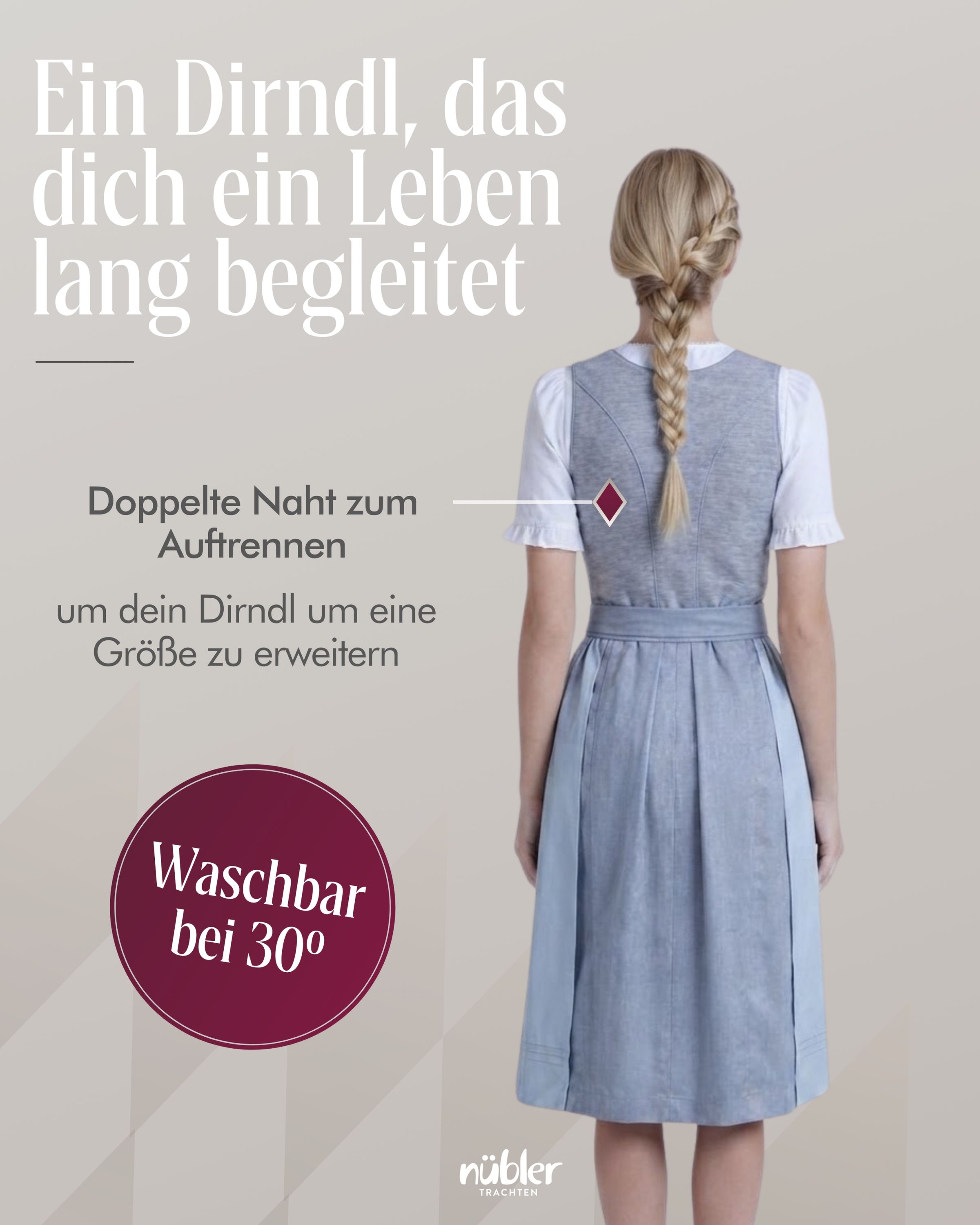 Midi Dirndl Kira in Rauchblau