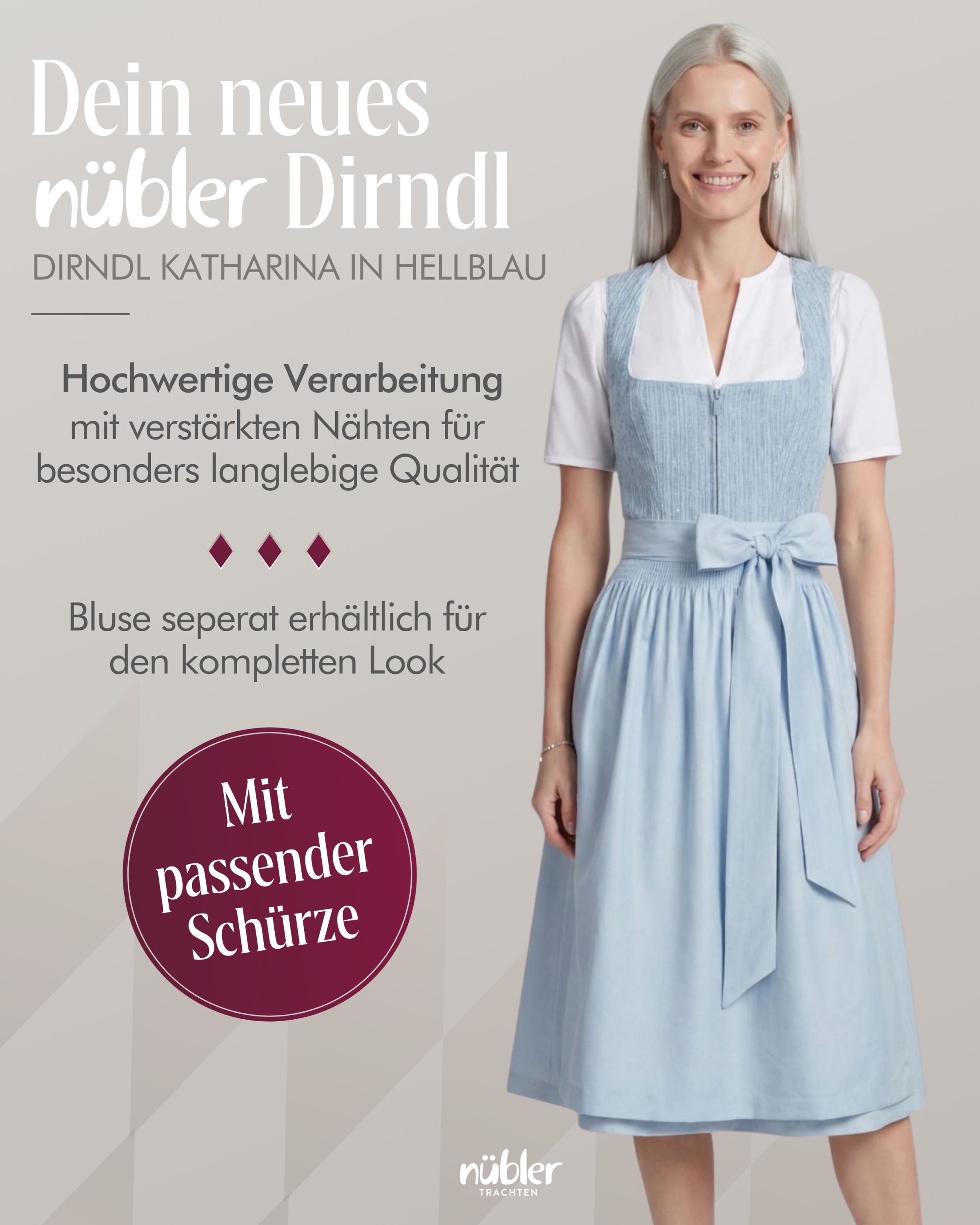 Midi Dirndl Katherina in Hellblau