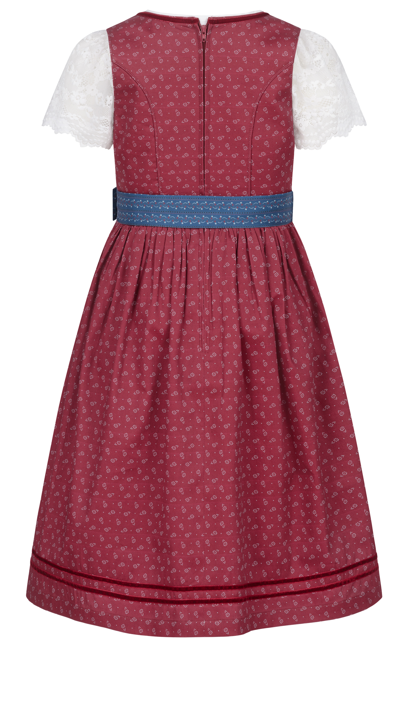 Kinderdirndl Gesr in Rot Blau, 3-teiliges Set