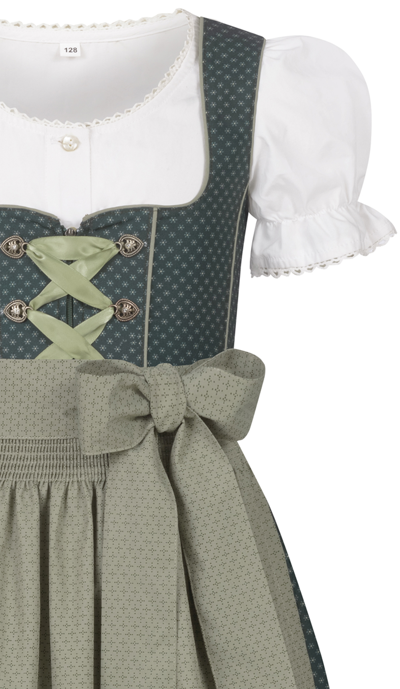 Kinderdirndl Petra in Grün, 3-teiliges Set