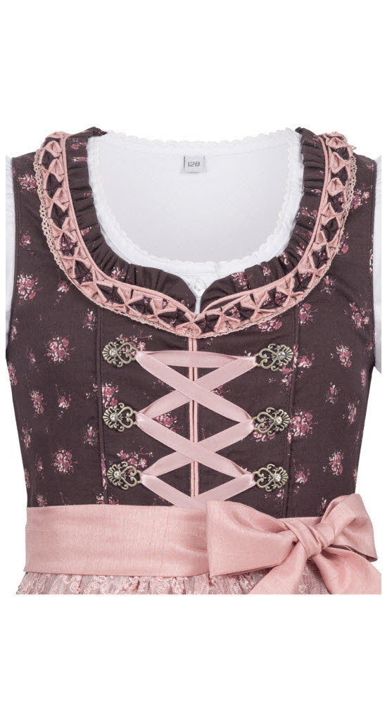 Kinderdirndl Rosalie in Bordeaux Rot, 3-teiliges Set