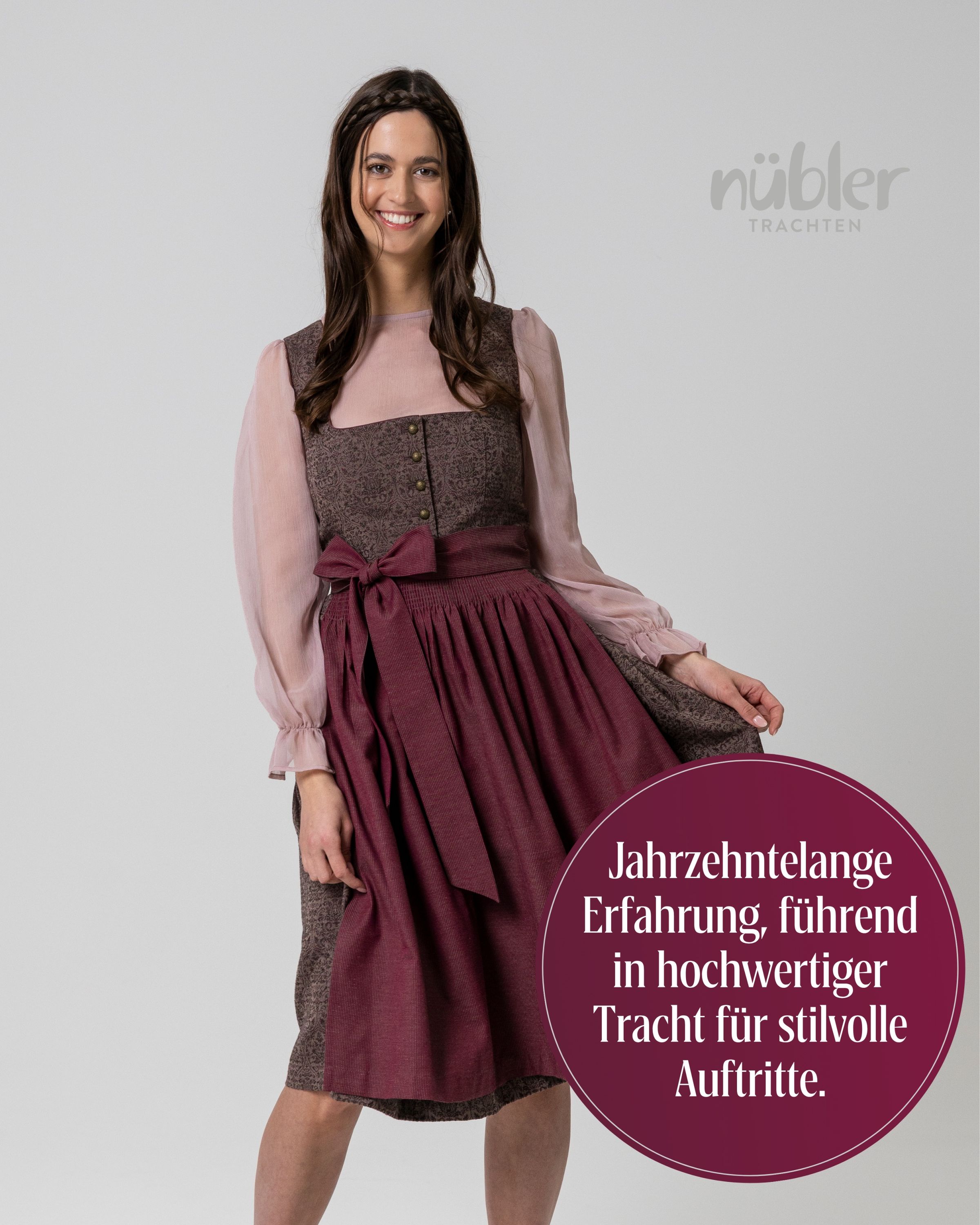 Midi Dirndl Blanka in Brombeere von Nübler