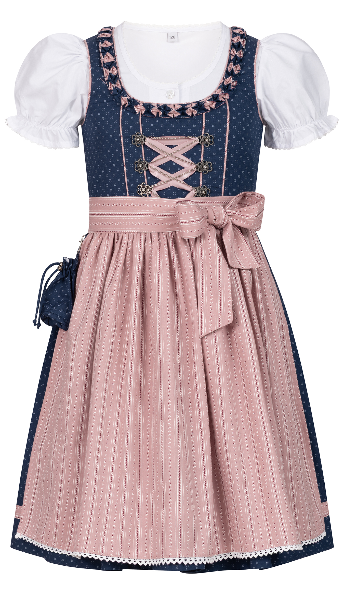 Kinderdirndl Nabila in Blau Rosa von Nübler