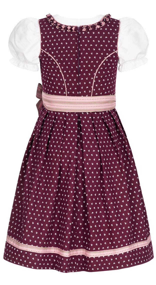 Kinderdirndl Nabilia in Weinrot, 3-teiliges Set