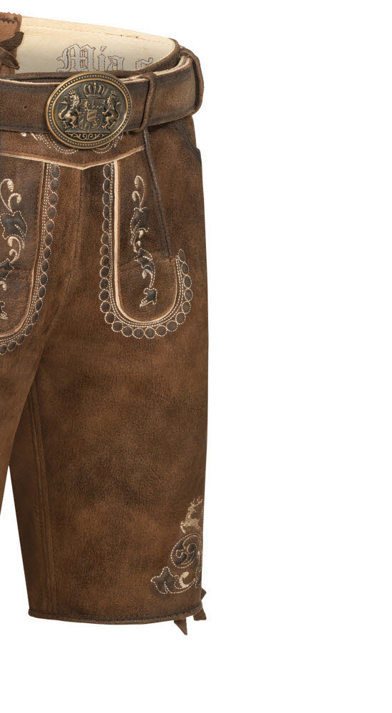 Lederhose kurz Manfred in Braun von Nübler