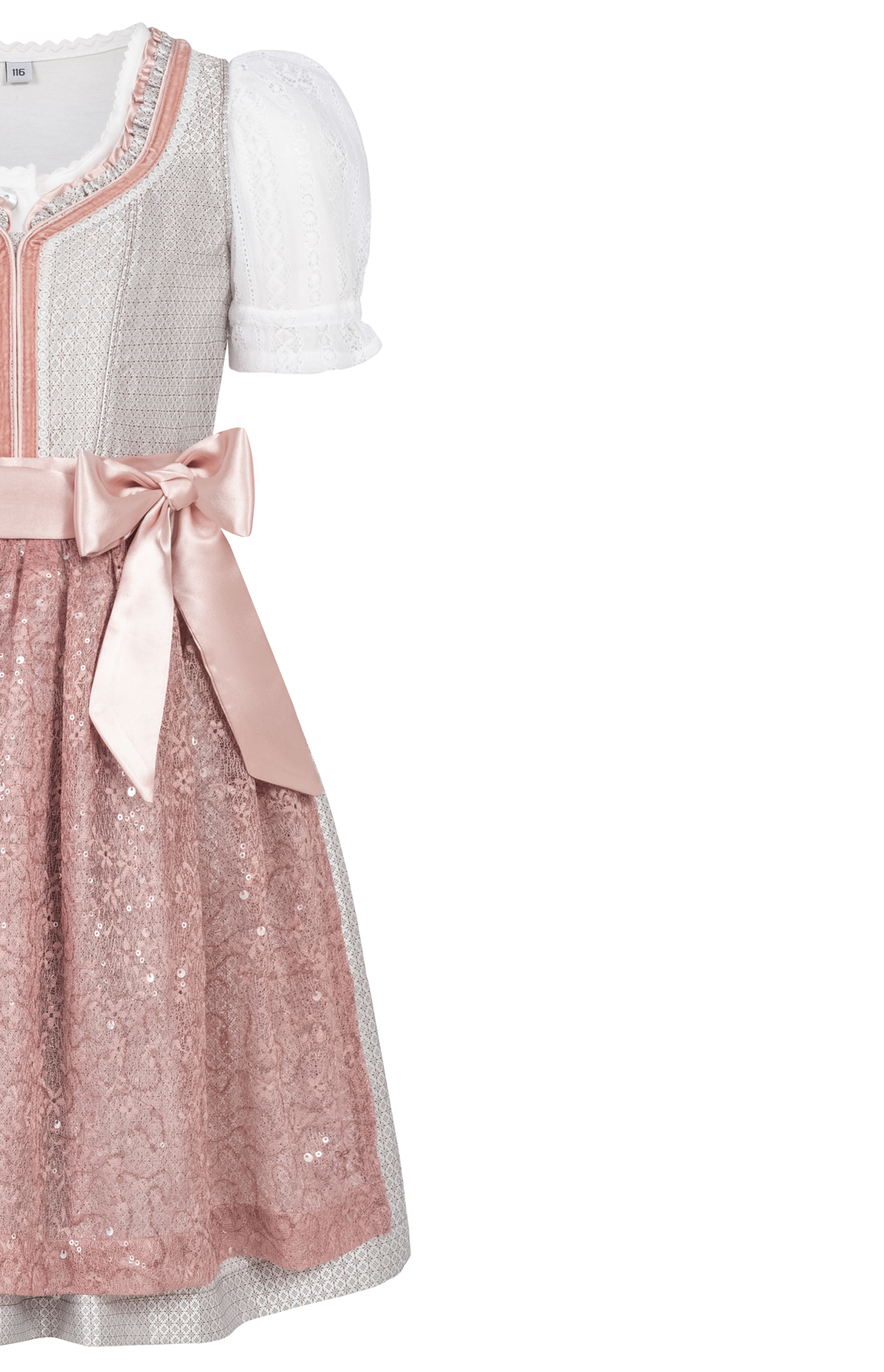 Kinderdirndl Lina in Taupe, 3-teiliges Set