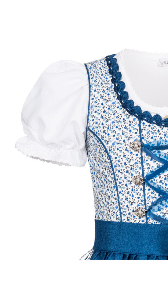 Kinderdirndl Doris in Blau, 3-teiliges Set mit Bluse
