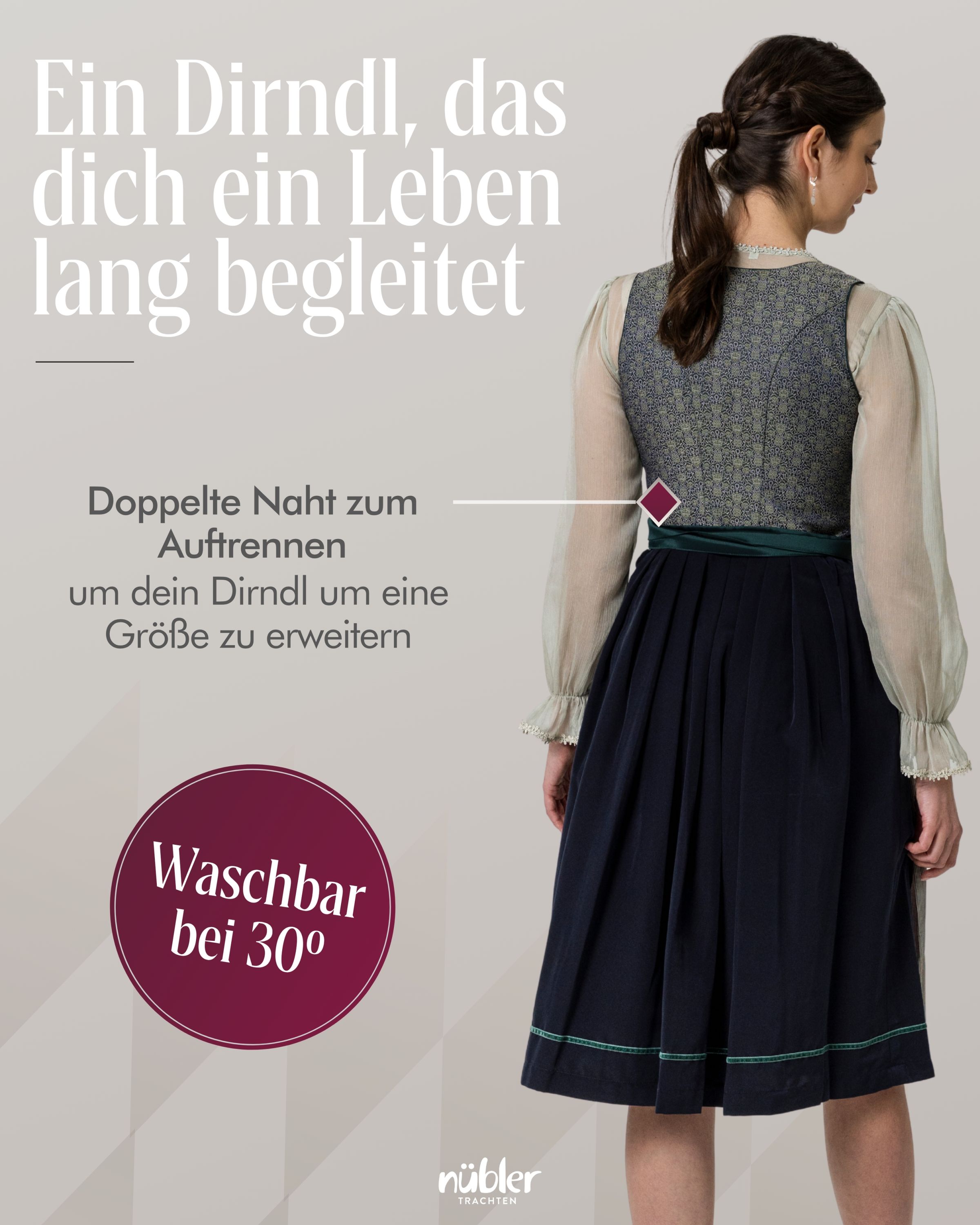 Midi Dirndl Lea in Grün von Nübler