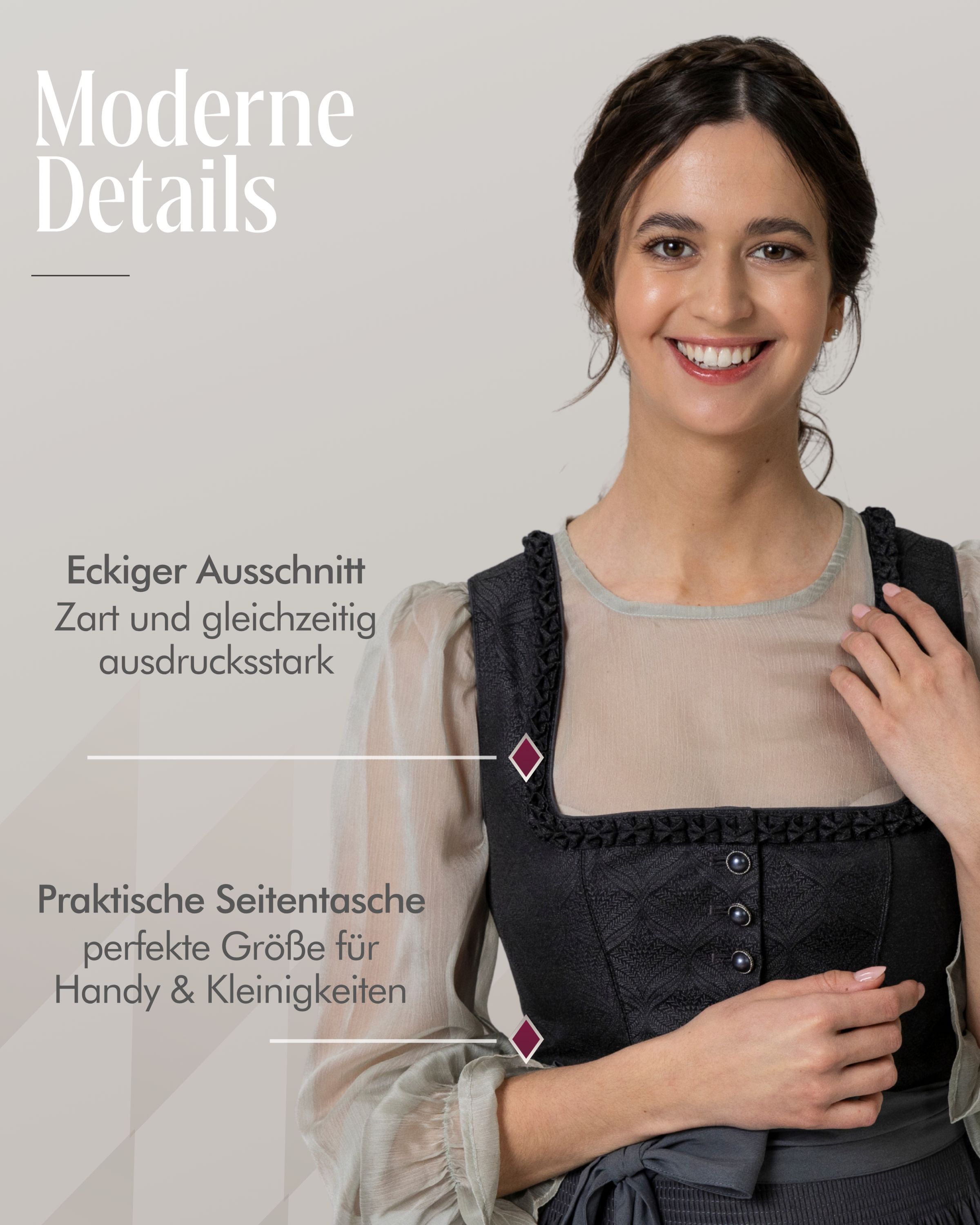 Midi Dirndl Kimberly in Graphit von Nübler