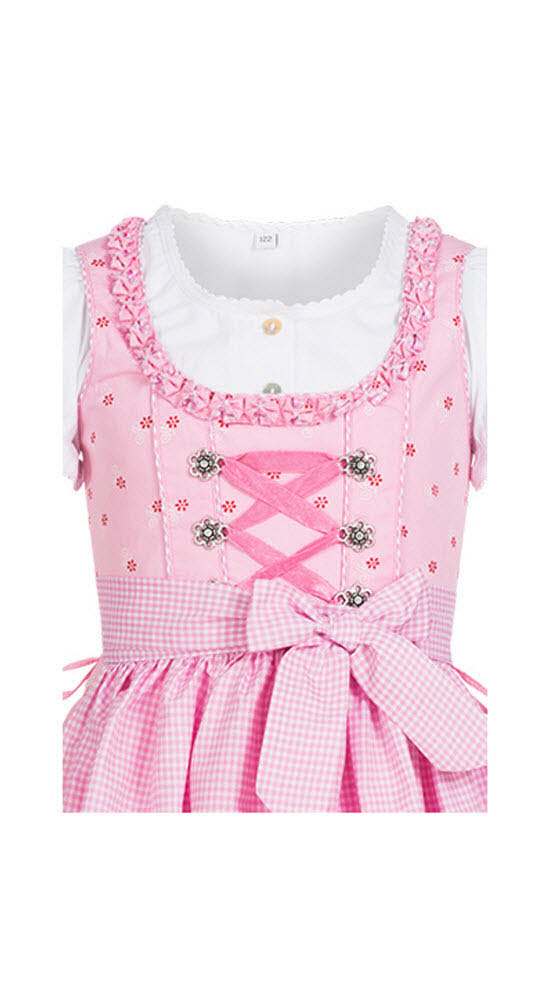 Kinderdirndl Linda in Rosa, 3-teiliges Set