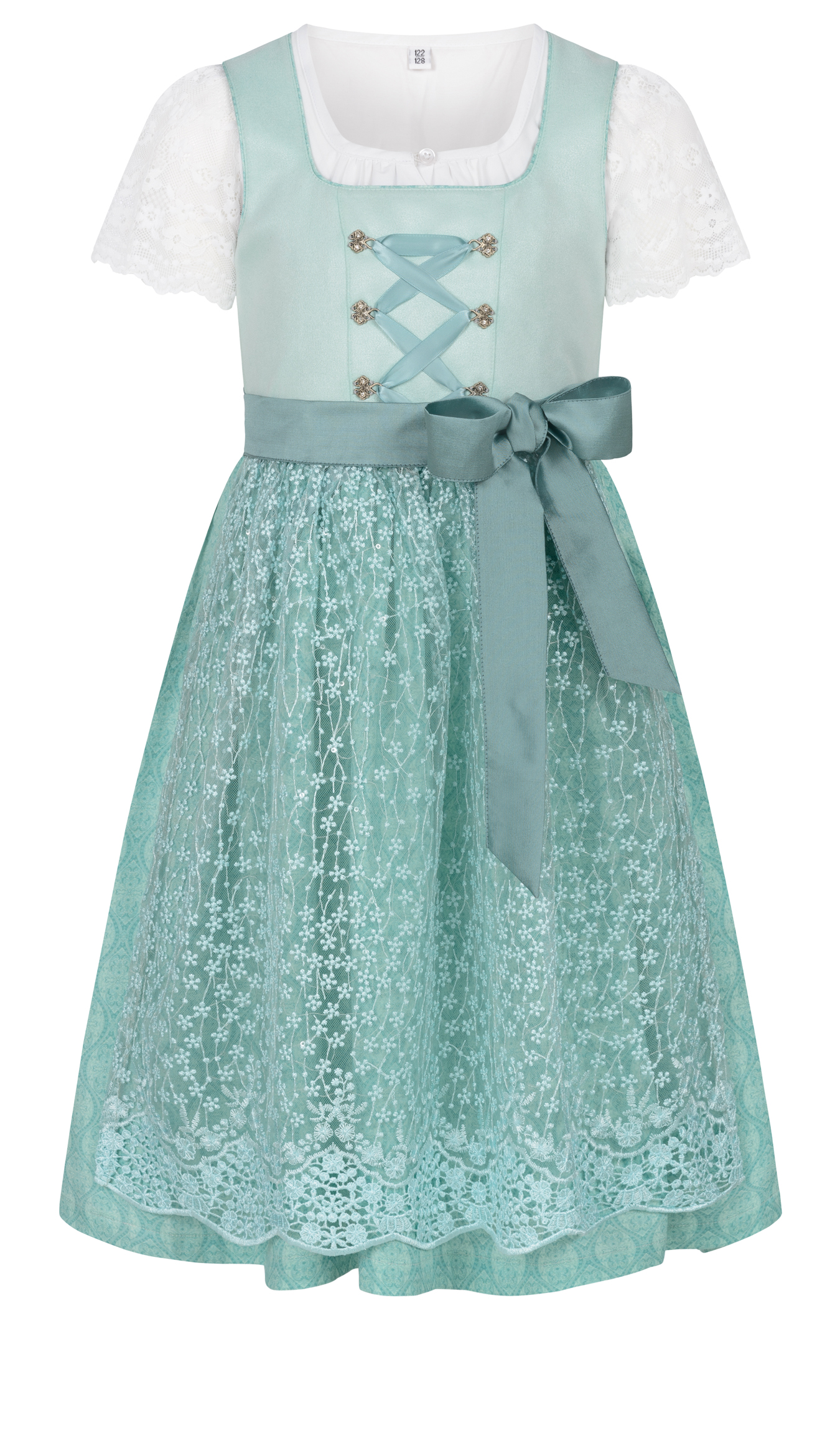 Kinderdirndl Gundi in Aqua von Nübler