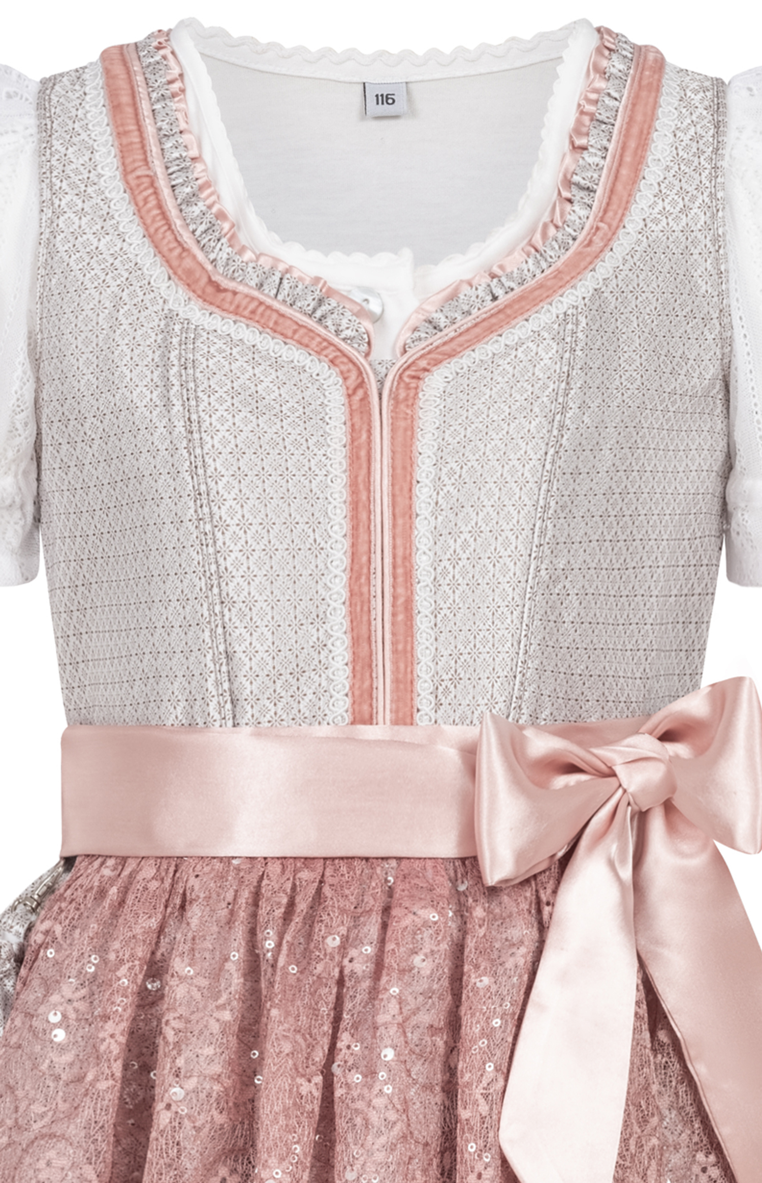 Kinderdirndl Lina in Taupe, 3-teiliges Set