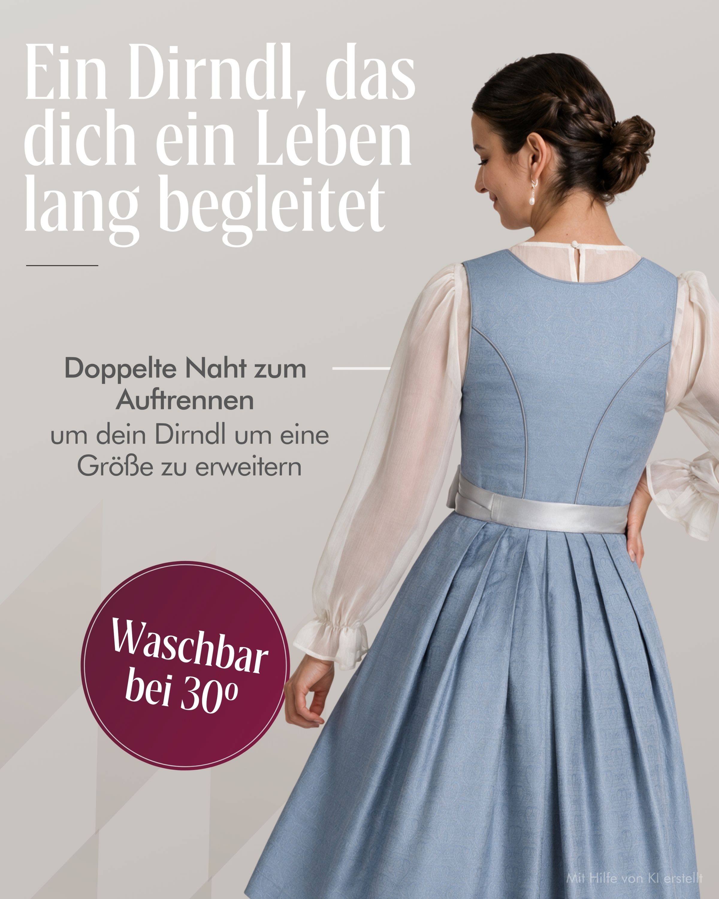 Midi Dirndl Fleur in Mondstein