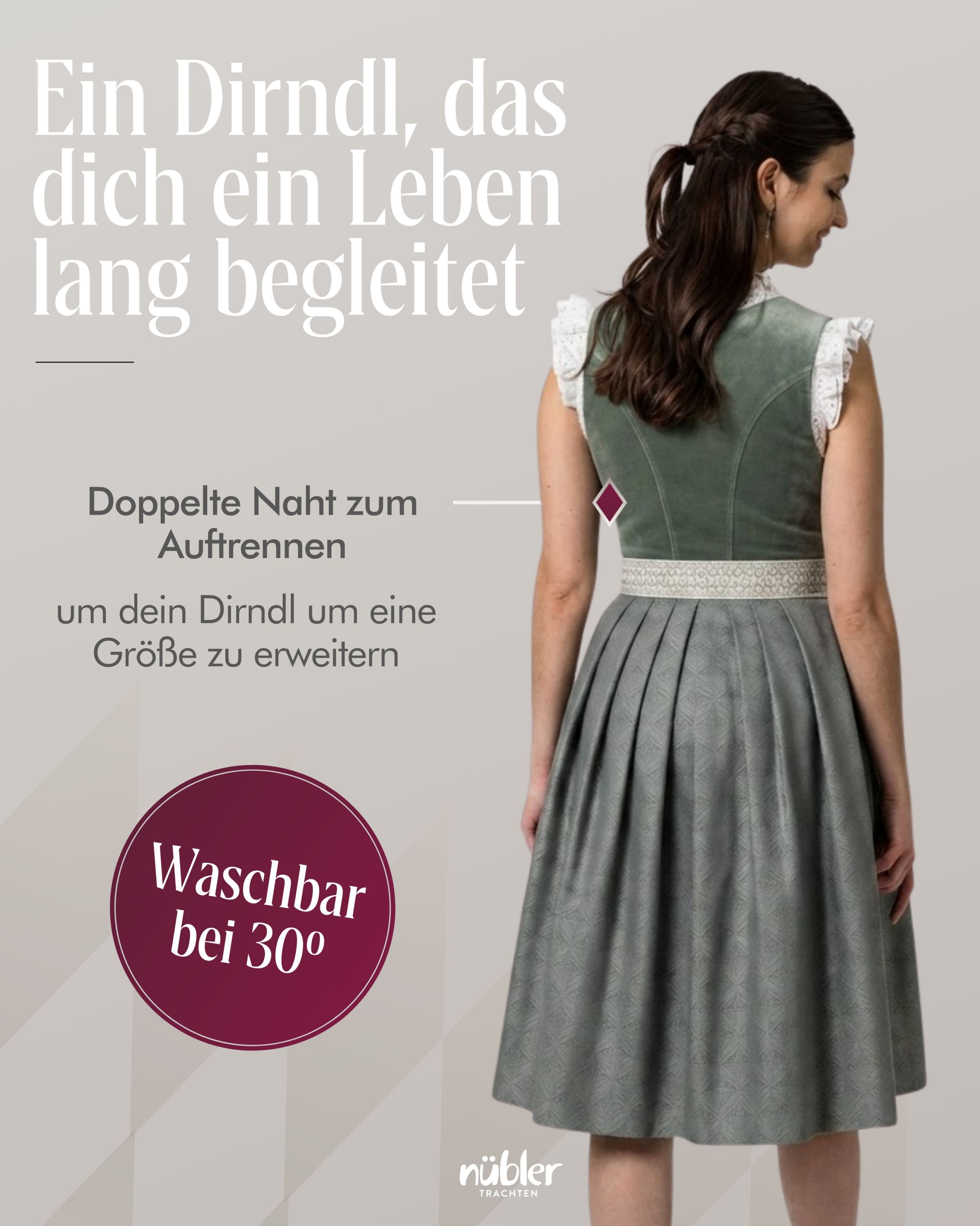 Midi Dirndl Kate in Salbei von Nübler