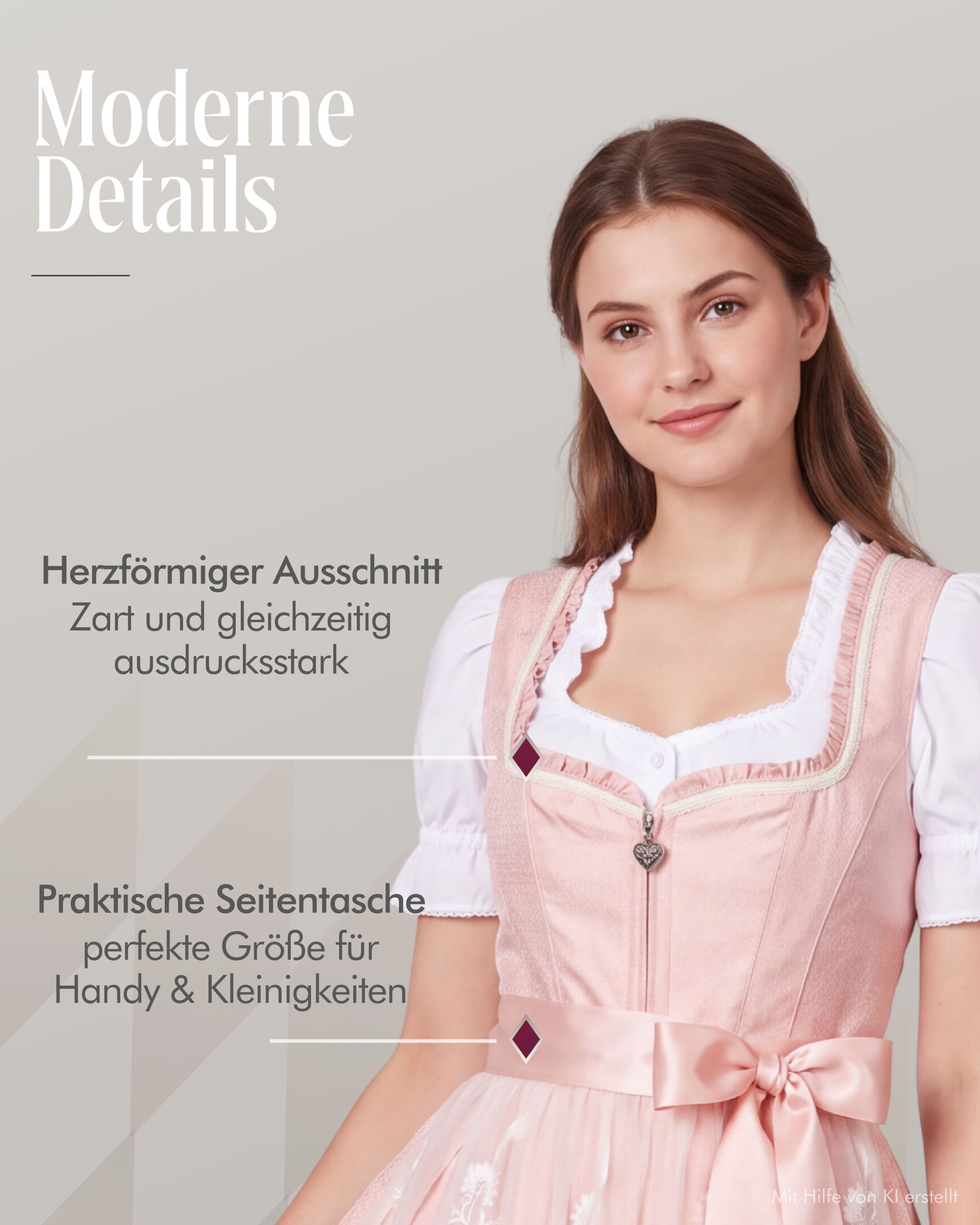 Midi Dirndl Gardi in Peach von Nübler