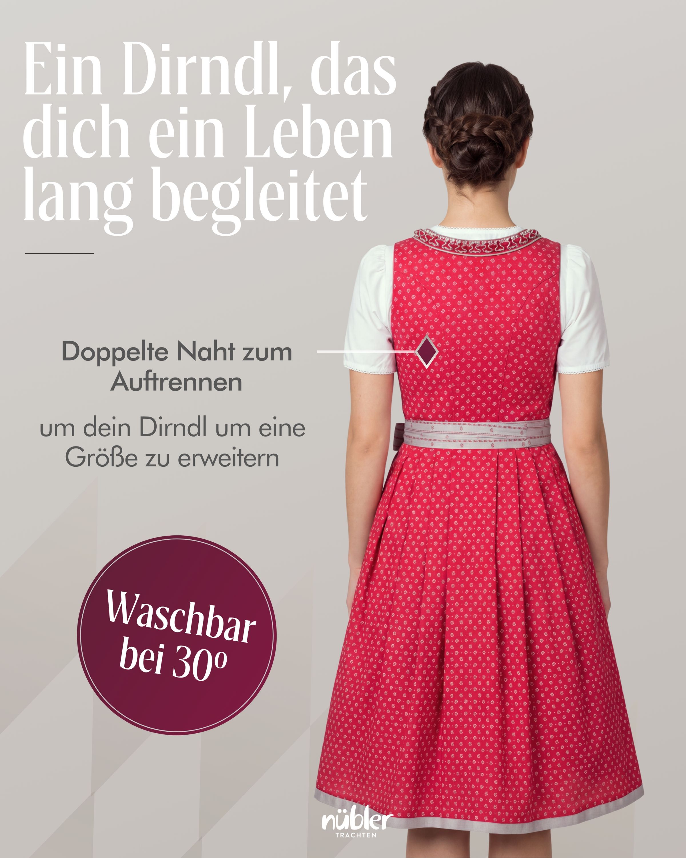 Midi Dirndl Terres in Rot von Nübler